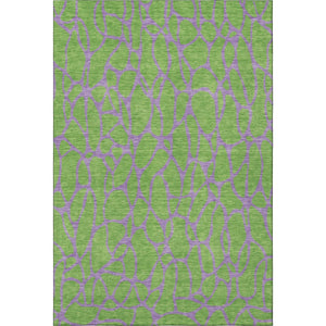 HomeRoots 8' X 10' Vibrant Lime Green & Purple Geometric Area Rug - Washable, UV-Protected, Family-Friendly Design 680335