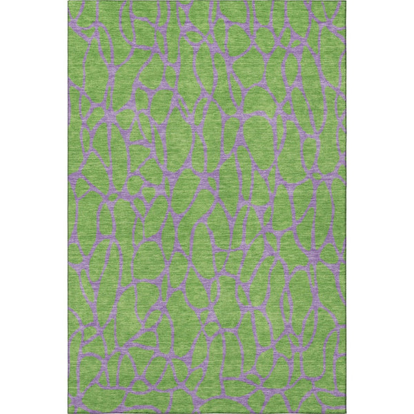 HomeRoots 8' X 10' Vibrant Lime Green & Purple Geometric Area Rug - Washable, UV-Protected, Family-Friendly Design 680335