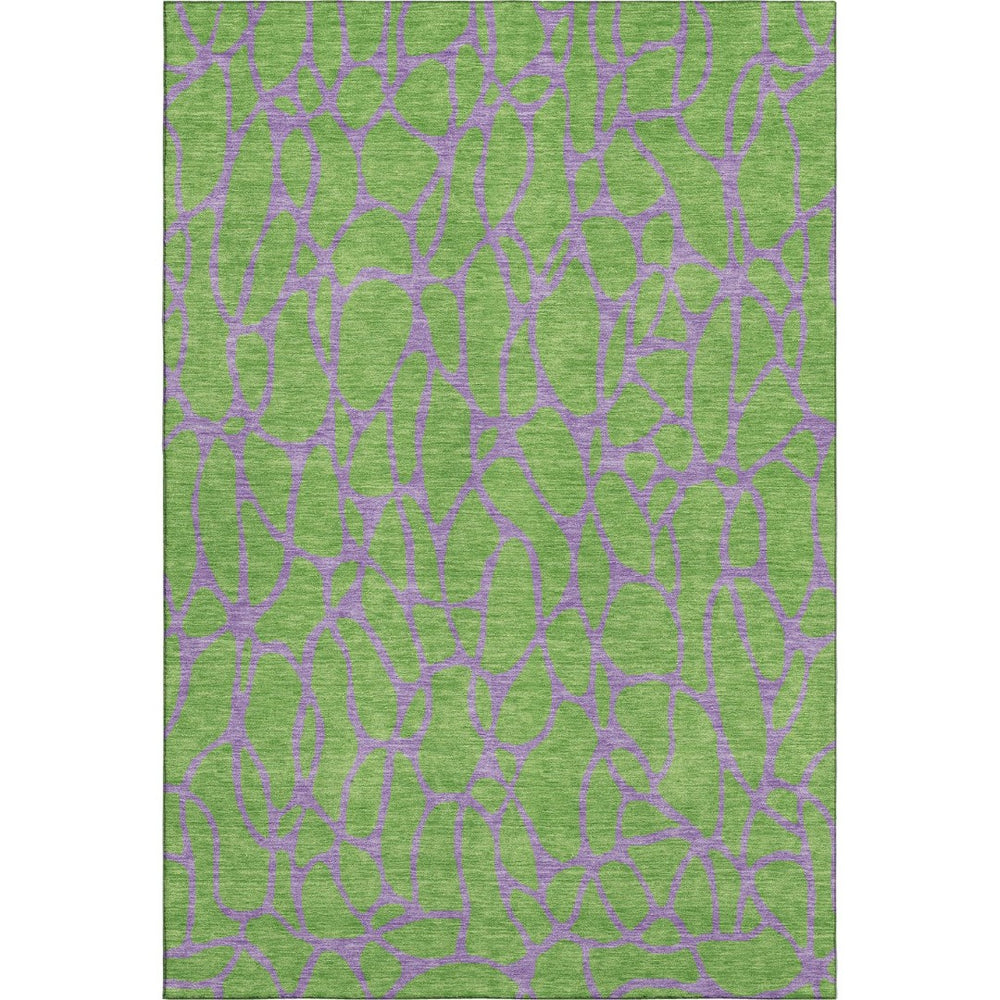 HomeRoots 9' X 12' Vibrant Lime Green and Purple Geometric Washable Area Rug with UV Protection & Durability 680336