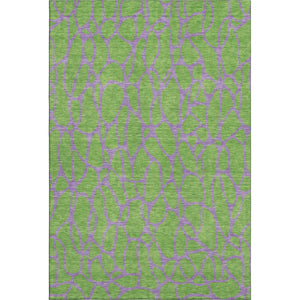 HomeRoots 9' X 12' Vibrant Lime Green and Purple Geometric Washable Area Rug with UV Protection & Durability 680336