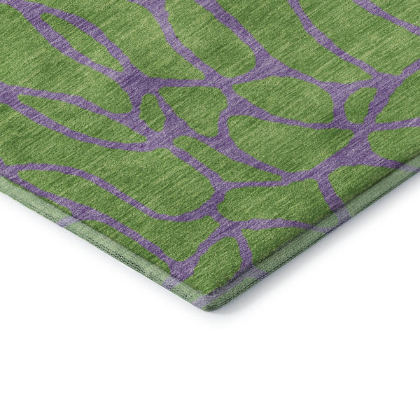 HomeRoots 9' X 12' Vibrant Lime Green and Purple Geometric Washable Area Rug with UV Protection & Durability 680336