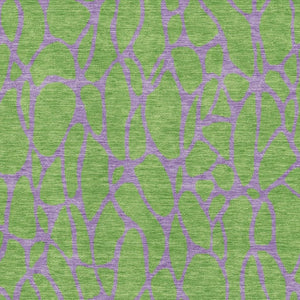 HomeRoots 9' X 12' Vibrant Lime Green and Purple Geometric Washable Area Rug with UV Protection & Durability 680336