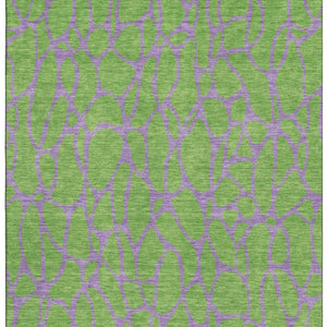 HomeRoots 9' X 12' Vibrant Lime Green and Purple Geometric Washable Area Rug with UV Protection & Durability 680336