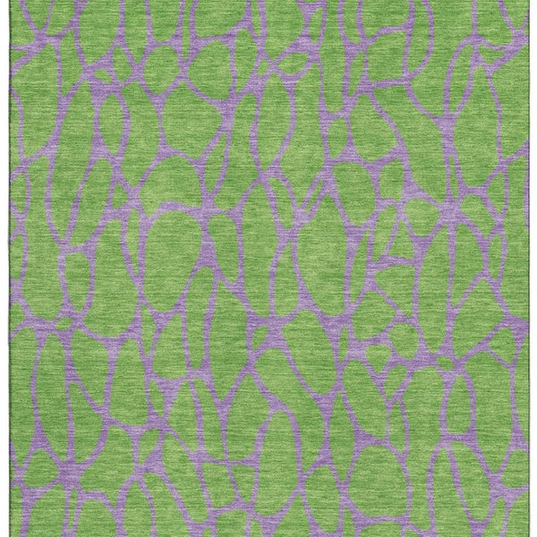 HomeRoots 9' X 12' Vibrant Lime Green and Purple Geometric Washable Area Rug with UV Protection & Durability 680336