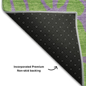HomeRoots 10' X 14' Vibrant Lime Green & Purple Geometric Washable Area Rug with UV Protection & Durability 680337