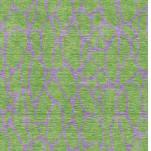 HomeRoots 10' X 14' Vibrant Lime Green & Purple Geometric Washable Area Rug with UV Protection & Durability 680337