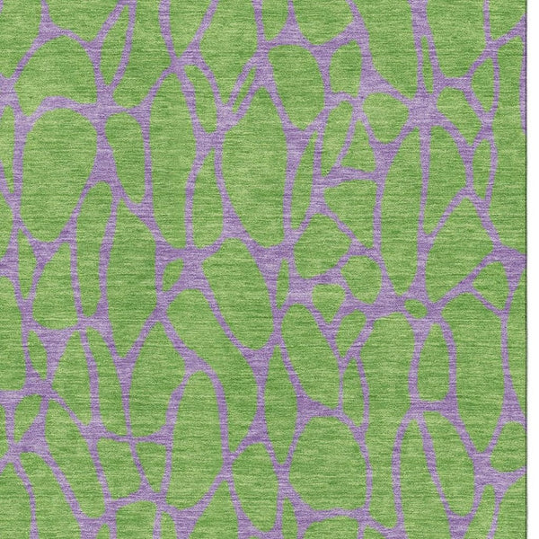 HomeRoots 10' X 14' Vibrant Lime Green & Purple Geometric Washable Area Rug with UV Protection & Durability 680337
