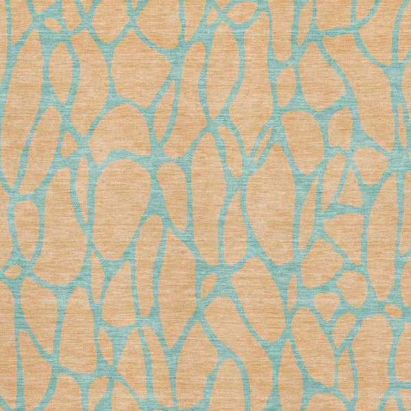 HomeRoots 8' X 10' Mint Green & Peach Geometric Area Rug - Washable, Stain-Resistant, UV-Protected, Modern Decor 680341