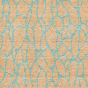HomeRoots 9' Mint Green and Peach Geometric Area Rug - Washable, UV-Protected, Perfect for High-Traffic Spaces! 680342