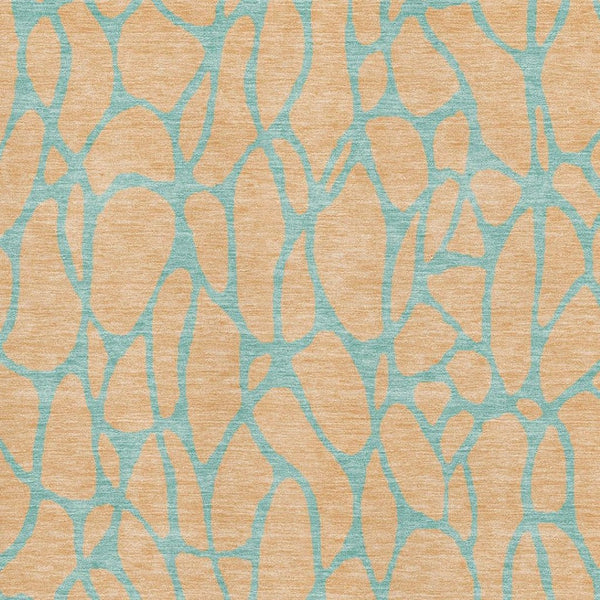 HomeRoots 9' Mint Green and Peach Geometric Area Rug - Washable, UV-Protected, Perfect for High-Traffic Spaces! 680342