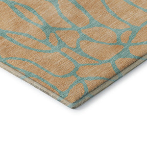 HomeRoots 10' Mint Green & Peach Geometric Area Rug - Washable, UV-Protected, Durable & Kid-Friendly Design 680343