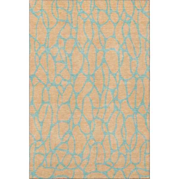 HomeRoots 10' Mint Green & Peach Geometric Area Rug - Washable, UV-Protected, Durable & Kid-Friendly Design 680343