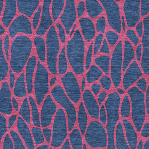 HomeRoots 5' X 8' Navy Blue and Pink Geometric Area Rug - Durable, Washable, UV-Protected for Modern Spaces 680345