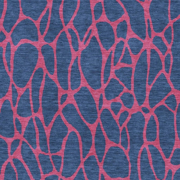 HomeRoots 5' X 8' Navy Blue and Pink Geometric Area Rug - Durable, Washable, UV-Protected for Modern Spaces 680345