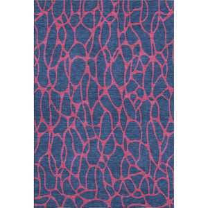 HomeRoots 8' X 10' Navy Blue & Pink Geometric Area Rug – Washable, UV-Protected, Stain-Resistant, Durable Design 680347