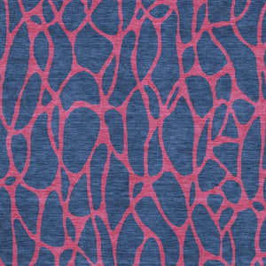 HomeRoots 8' X 10' Navy Blue & Pink Geometric Area Rug – Washable, UV-Protected, Stain-Resistant, Durable Design 680347