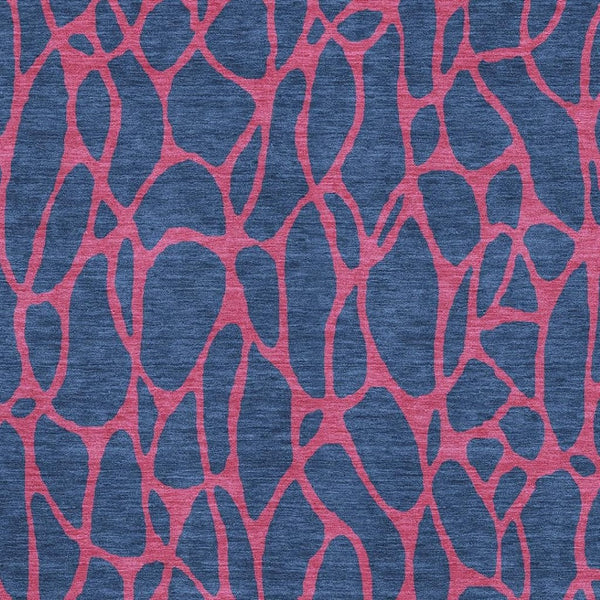 HomeRoots 8' X 10' Navy Blue & Pink Geometric Area Rug – Washable, UV-Protected, Stain-Resistant, Durable Design 680347