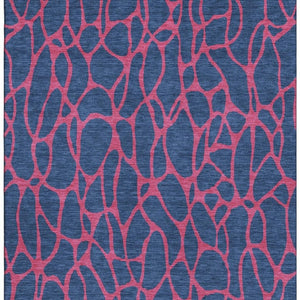HomeRoots 8' X 10' Navy Blue & Pink Geometric Area Rug – Washable, UV-Protected, Stain-Resistant, Durable Design 680347