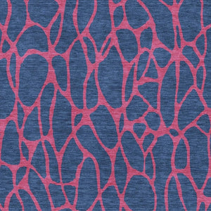 HomeRoots 9' X 12' Navy Blue & Pink Geometric Area Rug - Washable, Stain-Resistant with UV Protection! 680348