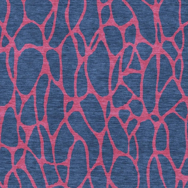 HomeRoots 9' X 12' Navy Blue & Pink Geometric Area Rug - Washable, Stain-Resistant with UV Protection! 680348