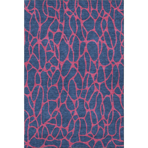HomeRoots 9' X 12' Navy Blue & Pink Geometric Area Rug - Washable, Stain-Resistant with UV Protection! 680348