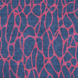 HomeRoots 10' X 14' Stylish Navy Blue and Pink Geometric Washable Area Rug - Stain Resistant & UV Protected! 680349