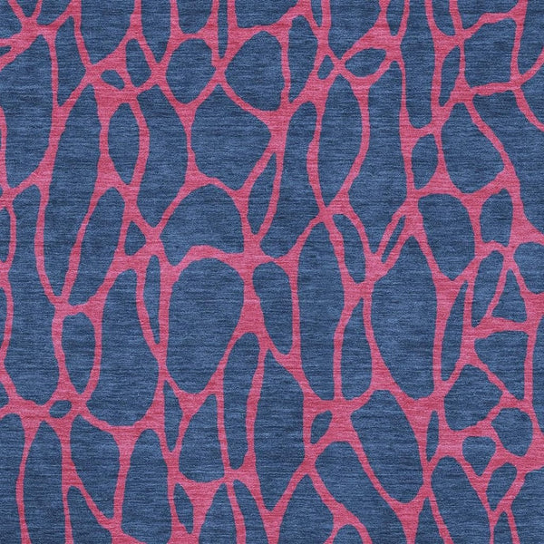 HomeRoots 10' X 14' Stylish Navy Blue and Pink Geometric Washable Area Rug - Stain Resistant & UV Protected! 680349