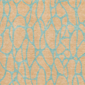HomeRoots 8' X 10' Peach And Teal Geometric Area Rug - Washable, UV Protected, Durable, Perfect for High Traffic Areas 680353