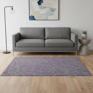HomeRoots 5' X 8' Vibrant Purple and Green Geometric Washable Area Rug with UV Protection for Homes & Kids 680357