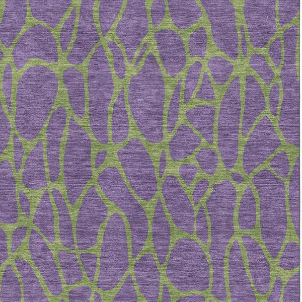 HomeRoots 8' X 10' Geometric Purple & Green Area Rug - Washable, UV-Protected, Stylish & Kid-Friendly Design 680359