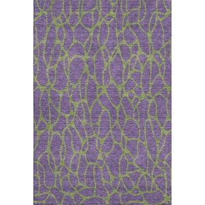 HomeRoots 9' X 12' Purple And Green Geometric Washable Area Rug - Durable, UV-Protected, Modern Design for Home 680360