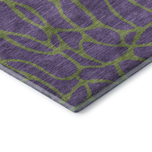 HomeRoots 9' X 12' Purple And Green Geometric Washable Area Rug - Durable, UV-Protected, Modern Design for Home 680360