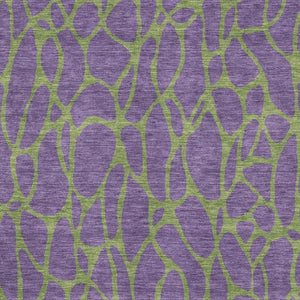 HomeRoots 9' X 12' Purple And Green Geometric Washable Area Rug - Durable, UV-Protected, Modern Design for Home 680360