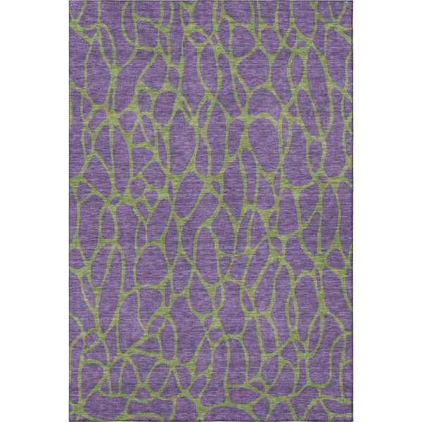 HomeRoots 9' X 12' Purple And Green Geometric Washable Area Rug - Durable, UV-Protected, Modern Design for Home 680360