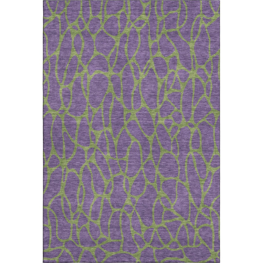 HomeRoots 10' X 14' Purple and Green Geometric Washable Area Rug - UV Protected, Stain Resistant, Stylish Design 680361