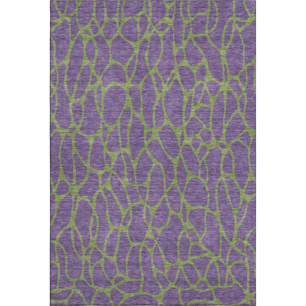 HomeRoots 10' X 14' Purple and Green Geometric Washable Area Rug - UV Protected, Stain Resistant, Stylish Design 680361