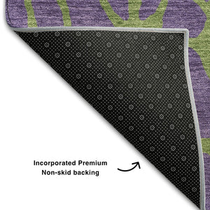 HomeRoots 10' X 14' Purple and Green Geometric Washable Area Rug - UV Protected, Stain Resistant, Stylish Design 680361