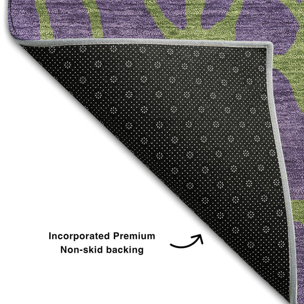 HomeRoots 10' X 14' Purple and Green Geometric Washable Area Rug - UV Protected, Stain Resistant, Stylish Design 680361