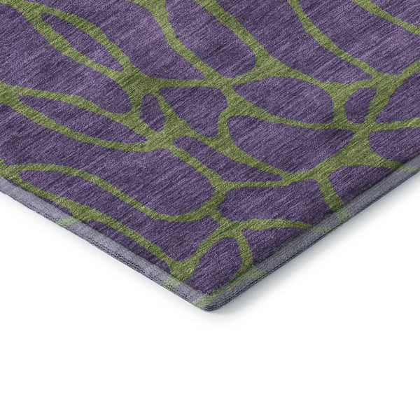 HomeRoots 10' X 14' Purple and Green Geometric Washable Area Rug - UV Protected, Stain Resistant, Stylish Design 680361