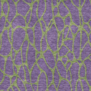 HomeRoots 10' X 14' Purple and Green Geometric Washable Area Rug - UV Protected, Stain Resistant, Stylish Design 680361