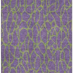 HomeRoots 10' X 14' Purple and Green Geometric Washable Area Rug - UV Protected, Stain Resistant, Stylish Design 680361