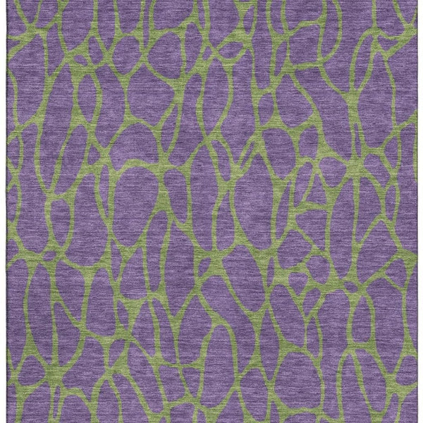 HomeRoots 10' X 14' Purple and Green Geometric Washable Area Rug - UV Protected, Stain Resistant, Stylish Design 680361