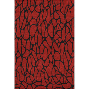 HomeRoots 9' X 12' Red and Black Geometric Area Rug - Washable, UV-Protected, Durable Design for Busy Homes 680366