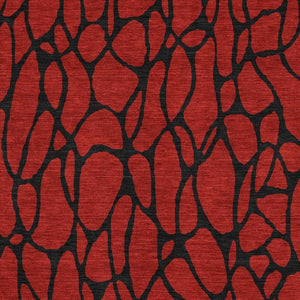 HomeRoots 9' X 12' Red and Black Geometric Area Rug - Washable, UV-Protected, Durable Design for Busy Homes 680366