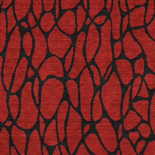 HomeRoots 9' X 12' Red and Black Geometric Area Rug - Washable, UV-Protected, Durable Design for Busy Homes 680366