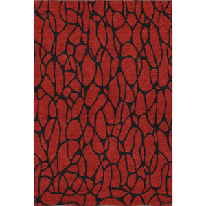 HomeRoots 9' X 12' Red and Black Geometric Area Rug - Washable, UV-Protected, Durable Design for Busy Homes 680366