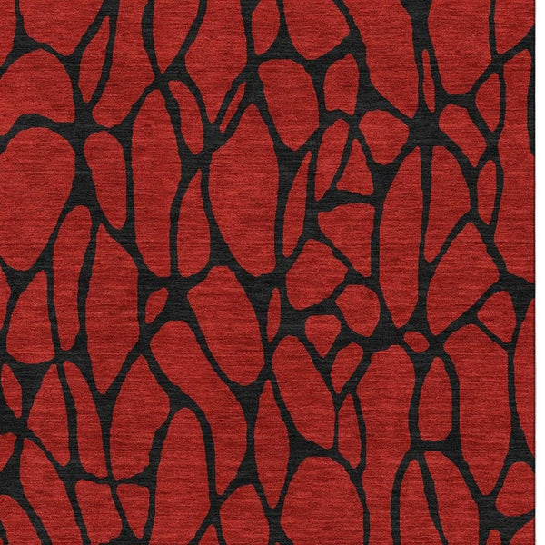 HomeRoots 10' X 14' Red And Black Geometric Area Rug – UV Protected, Stain-Resistant, Durable & Stylish Decor Piece 680367