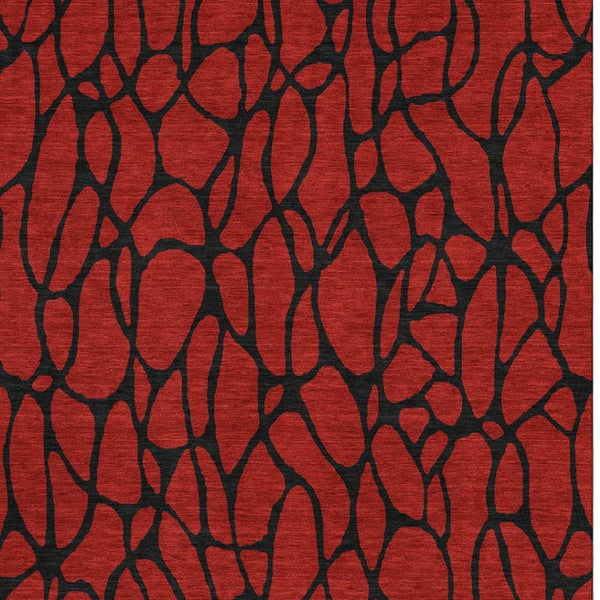 HomeRoots 10' X 14' Red And Black Geometric Area Rug – UV Protected, Stain-Resistant, Durable & Stylish Decor Piece 680367