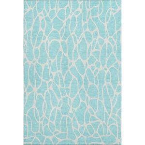 HomeRoots 10' Aqua & Ivory Geometric Area Rug – Washable, UV Protected, Stain Resistant, Perfect for Families! 680373