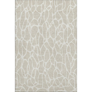 HomeRoots 10' X 14' Beige and Ivory Geometric Area Rug - Washable, UV Protected, Stain Resistant, Durable Design 680379